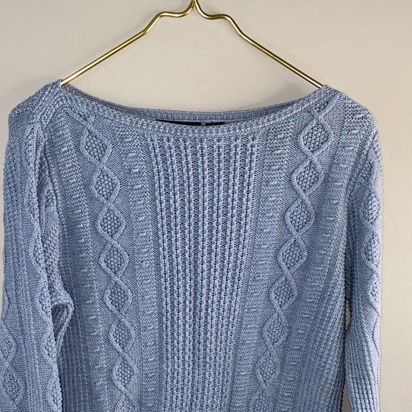 JEANNE PIERRE Soft Blue Cable Knit Sweater - Picture 5 of 11